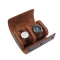 Factory Stock Handmade Luxury Travel Watch Box Case Organizer Storage Man Brown 2 Slots Crazy Horse Pu Leather Watch Roll