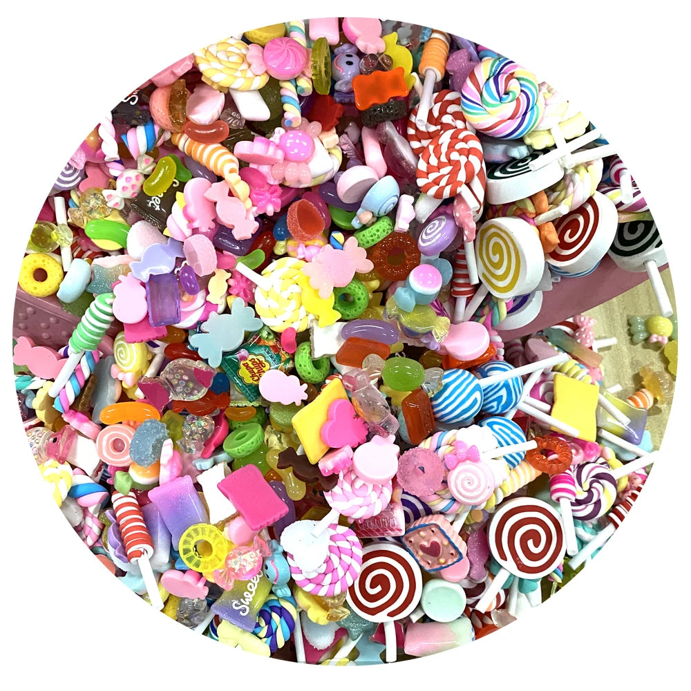 Mix Candy Polymer Clay Craft Flatback Dolls Craft for Slime Jewelry Making Accessories