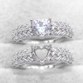 Sterling Silver 6*6/8*8mm Semi Mount Heart Shape Ring Empty Frame Blank Setting S925 Base Without Center Stone for DIY Inlay