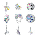 Zircon Unicorn Charm Pendant 925 Sterling Silver Charms for Diy Bracelets Jewelry Making