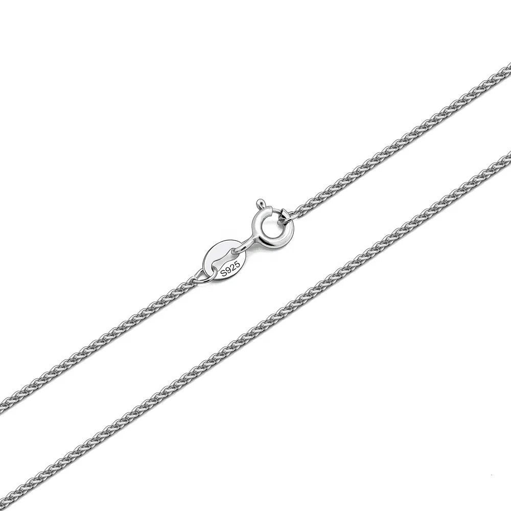 Factory Direct Wholesale 925 Sterling Silver Wheat Chain 1mm Sterling Silver Chain Necklace for Women