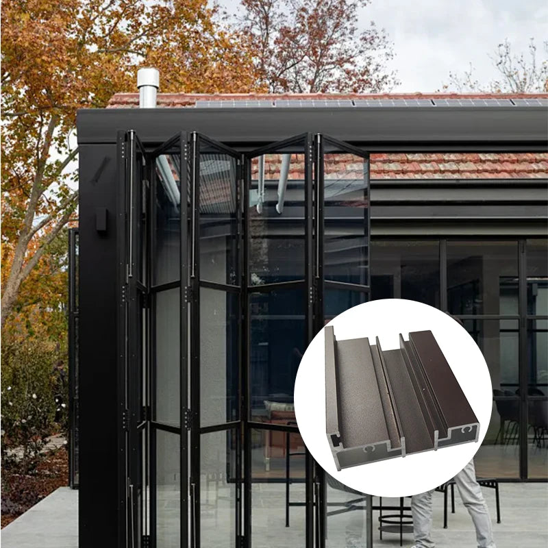 Australian Standard Double-fold Insulating Folding Glass Door Aluminum Profile Suitable for Outdoor Balconies.