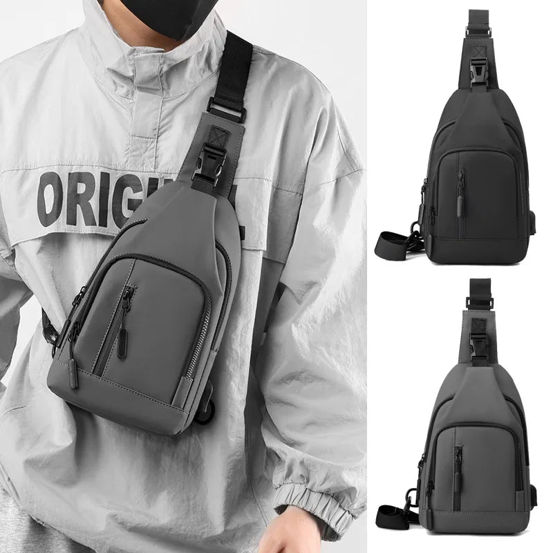 Hot Selling Portable TPU Custom Logo Double Side Men's Waterproof Crossbody Outdoor Sport Usb Chest Bag