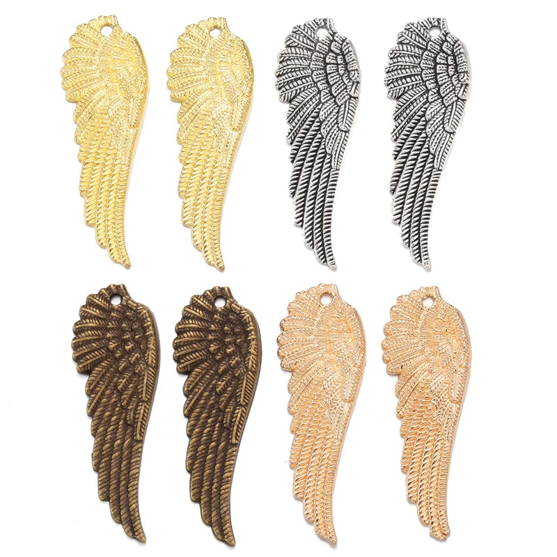 4 Color Antique Bronze Wing Charm Fit for Bracelets Necklace Pendant DIY Metal Jewelry 51*17mm D402