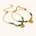 MC193 Wholesale 18K Gold Plated Stainless Steel Chain Solid Heart Shaped Pendant Bracelet Natural Stone Fashion Charm Bracelets