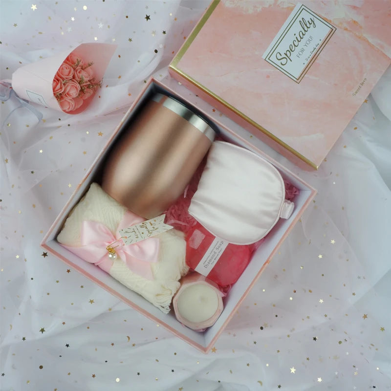 Relaxing Spa Care Package for Women Birthday Wedding Party Gifts Includes Towel Candle Socks Tumbler 'Get Well Soon' Gift Set