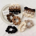 Minimalist Style Skinny Scrunchie Gift Set for Women Autumn Winter Satin Hair Rope Hairband 5 Colors/Set Made of Polyester