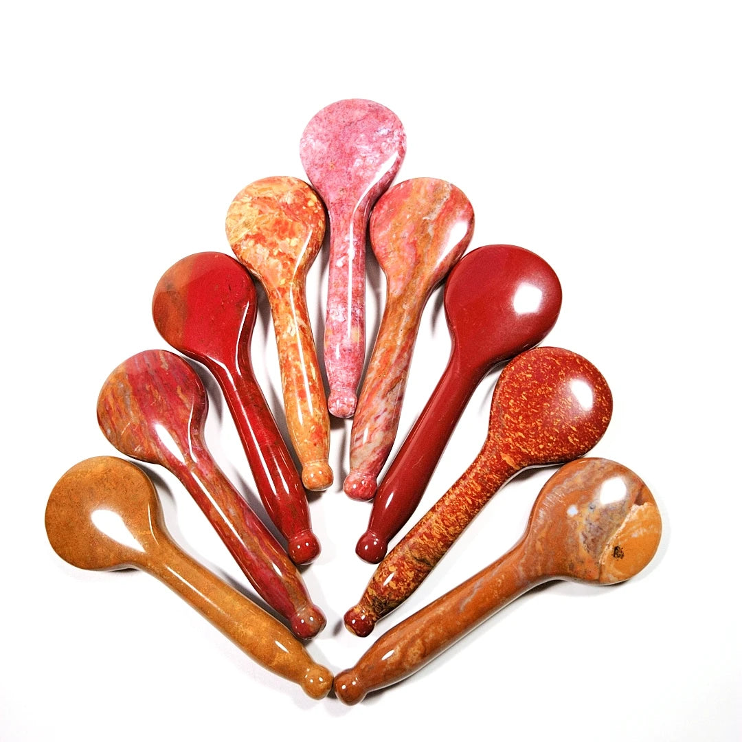 HY Natural jade face beauty equipment face gua sha board mookaite jasper spoon scraping massage tool