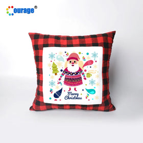 Christmas Series 16 Inches Sublimation Blanks Patch Plaid Window Throw Pillow case Covers