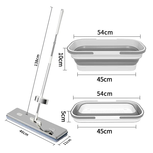 Ultra Fiber Aluminum Handle Flat Mop Plastic Basket Extendable Handle Sliding Wringing 90-100% Dehydration Rate Heavy Duty High