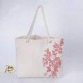 Custom Durable Cotton Canvas Gift Shopping Bag Hemp Rope White Medium Size Beach Travel Carrying Bag