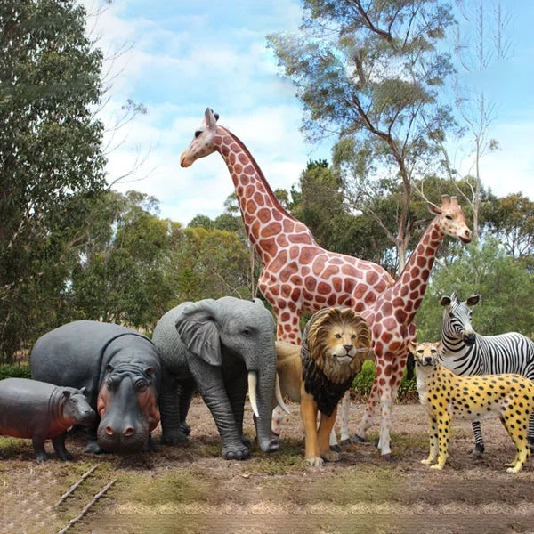 Fiberglass Life Size Artificial Animal Statue Party Photoshoot Props Resin Giraffe Elephant Statue