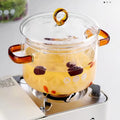 Clear High Borosilicate Glass Cookware Cooking Pot with Handle