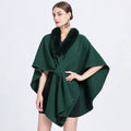 European Fashion Loose Style Faux Fur Collar Capes Shawls Plain Pure Color Imitation Cashmere Cardigans Women Winter Fur Ponchos