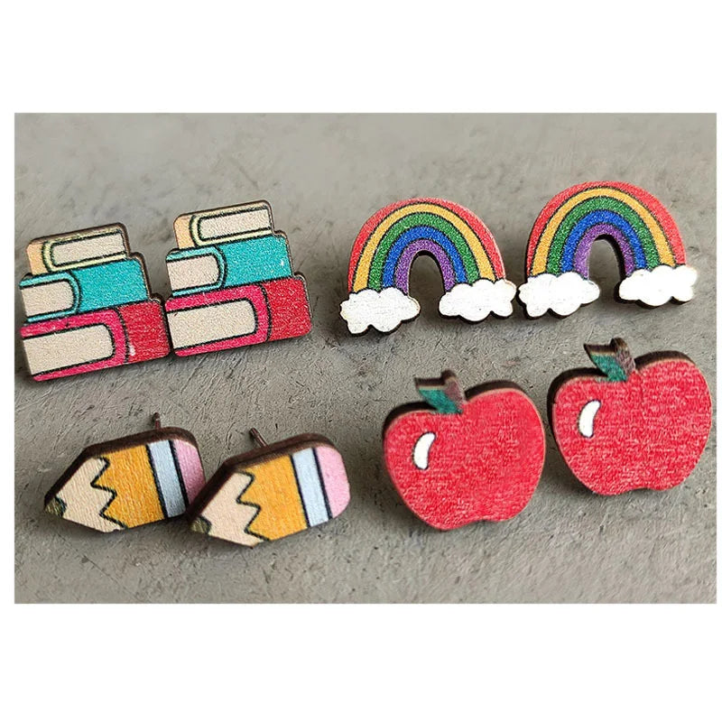 Fashion Jewelry Lapel Pins Custom Designer Wooden Brooch Pin Stud Hoop Earring Women