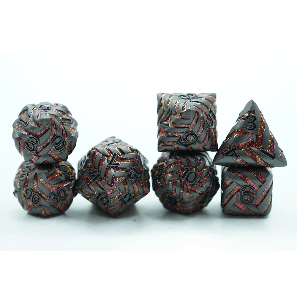 Handmade 16mm Zinc Alloy Dice Set Polyhedral Shape with Round Edge Made From Metal