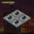 Square Led Lens in Pmma/pc 50mm  2x2 Type III Beam with Excellent Back Light Control Illuminance Uniformity and Cutoff