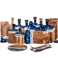 Eco-friendly Custom Acacia Wood Epoxy Resin Charcuterie Board Handmade Ocean Wave River Cutting Board for Serving Food