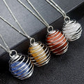 2026 Factory Direct Copper Wire Winding Life Tree Water Drop Natural Gemstone Pendant Energy Stone Necklace Crystal Jewelry