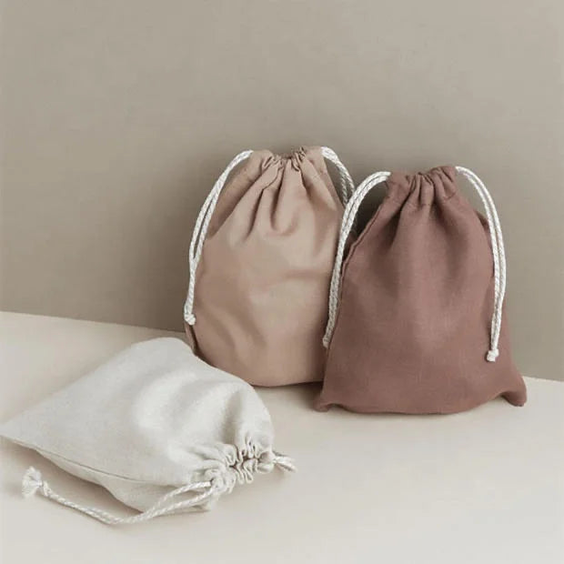 Eco Friendly Muslin Cotton Linen Gift Small Pouch Customized Canvas Drawstring Bag
