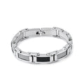 Alin Wholesale Interlinked Rectangular Links Carbon Fiber Inside Stainless Steel Jewelry Bracelet for Men Unisex