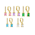 Wholesale Fashion 18k Gold Plated Women Crystal Zirconia Zircon Diamond Huggie Hoop Drop Dangle Earrings With Charm Pendant