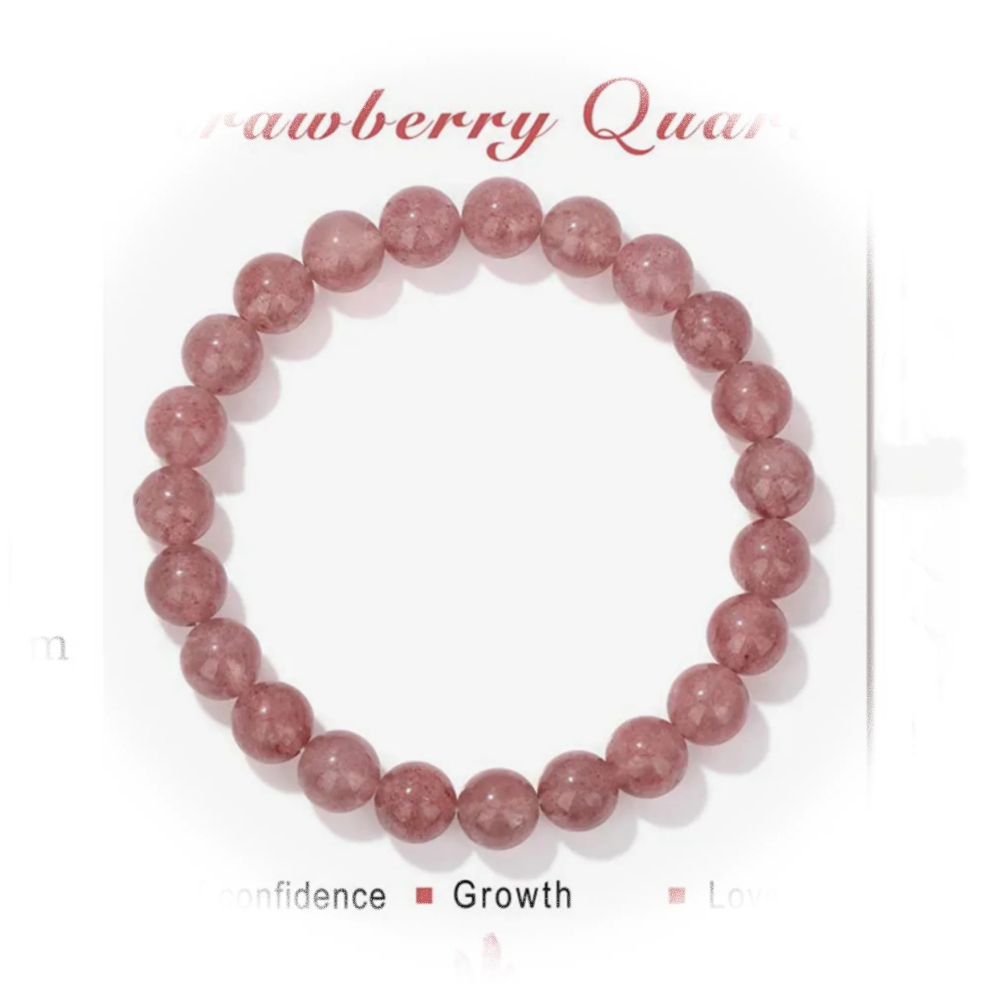 Strawberry Quartz Amethyst Rose 8mm Natural Stone Beaded Elastic Bracelet Healing Stones and Crystals Bracelets Jewelry Boho