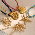 2025 Summer Beach New Titanium Steel 18k Gold Plated Colorful Hand-woven Rope Starfish Shell DIY Pendant Necklace for Women