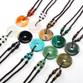 Popular Natural Gemstone Round Donut Shape Pendants Necklace Hand Craft Classic Jewelry Party Gift
