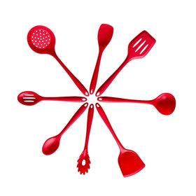Big Size Morden 7pcs Red Silicone Kitchen & Barbecue Tools Dishwasher Safe Bakery Pastry Utensils Set