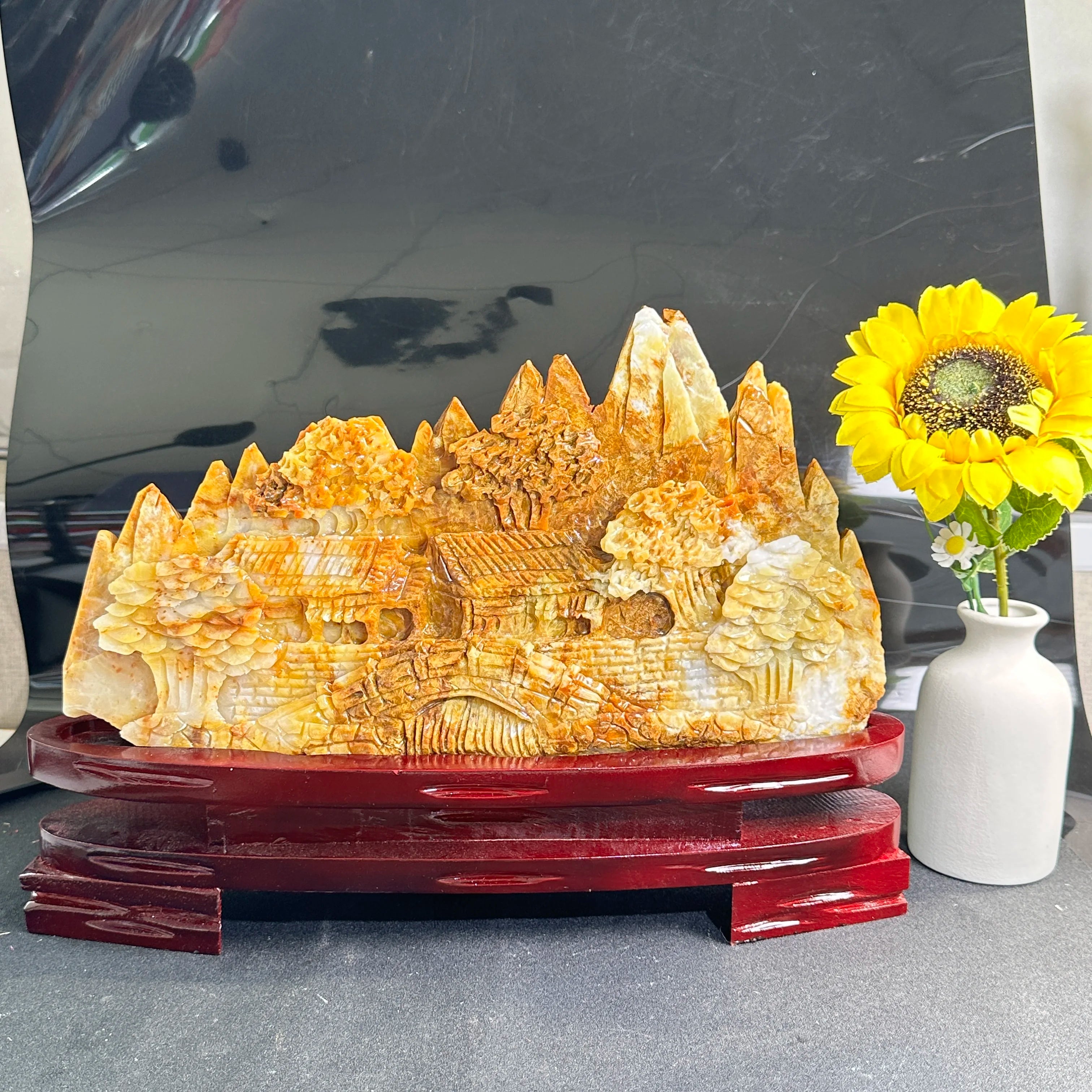 Big Crystal Crafts Fengshui Carvings Hand Made China Jade Shanshui Ornaments for Sale