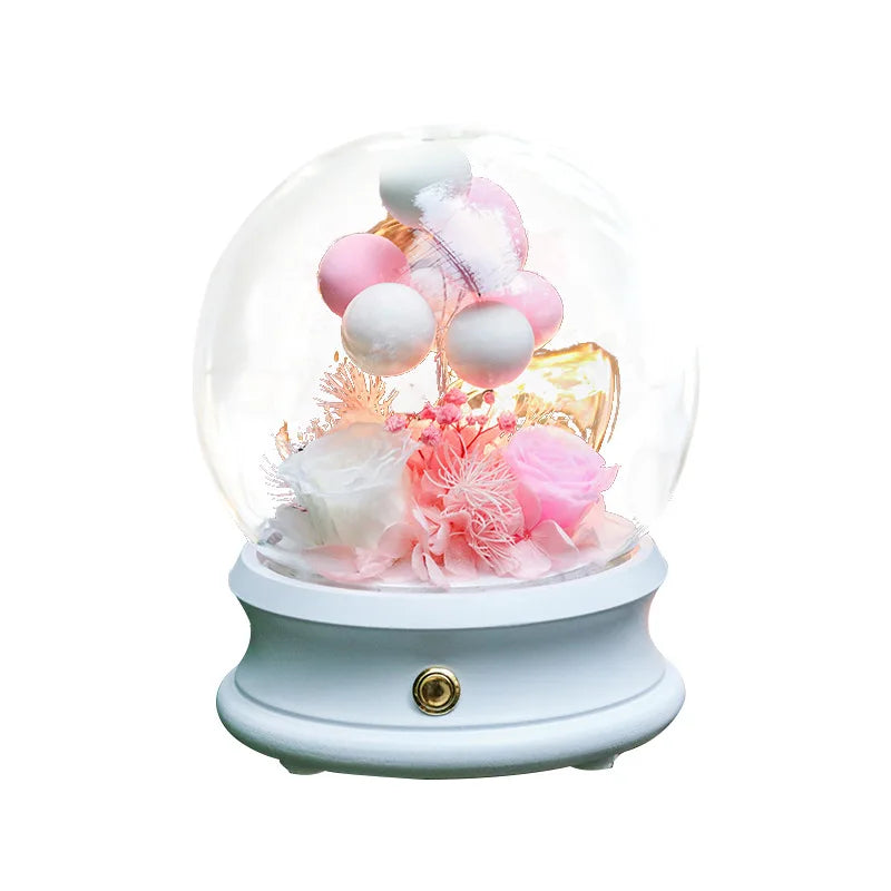 AYOYO OEM Rose Valentine's Christmas Gift Bluetooth Music Ball Eternal Flower Glass Cover