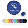 Custom Logo Printed Collapsible Mini Hand Fans Wedding Round Nylon Folding Handheld Fan With Pouch