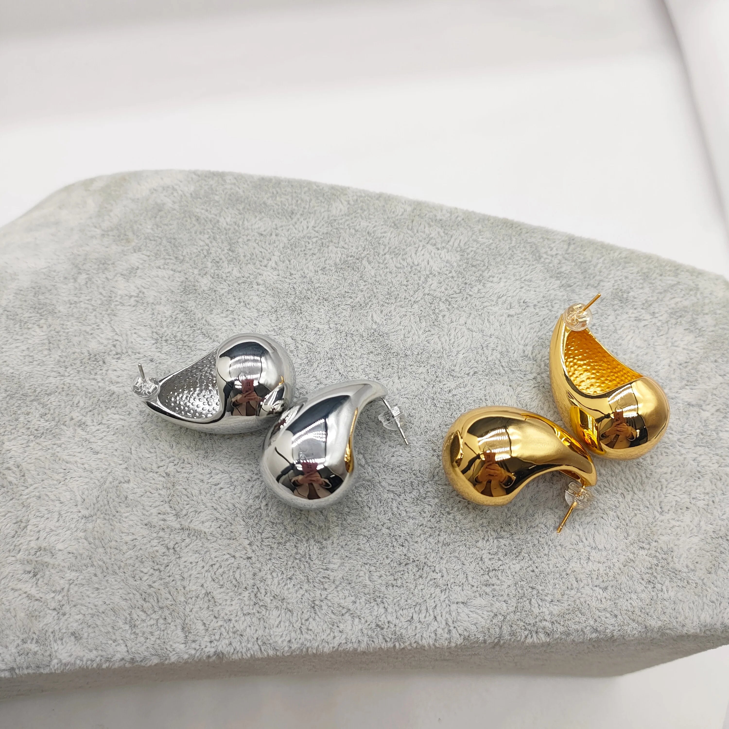 Dina Fashion Women Etsy Dropshipping Fine Jewelry Summer Water-drop Shape Big Size Earrings Studs Brass Gold Plated Jewelry