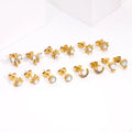 Powell 18K Gold Plated Heart-Shaped Stud Earrings New Trendy Romantic Stainless Steel Jewelry Zircon Top Ranking Anniversary