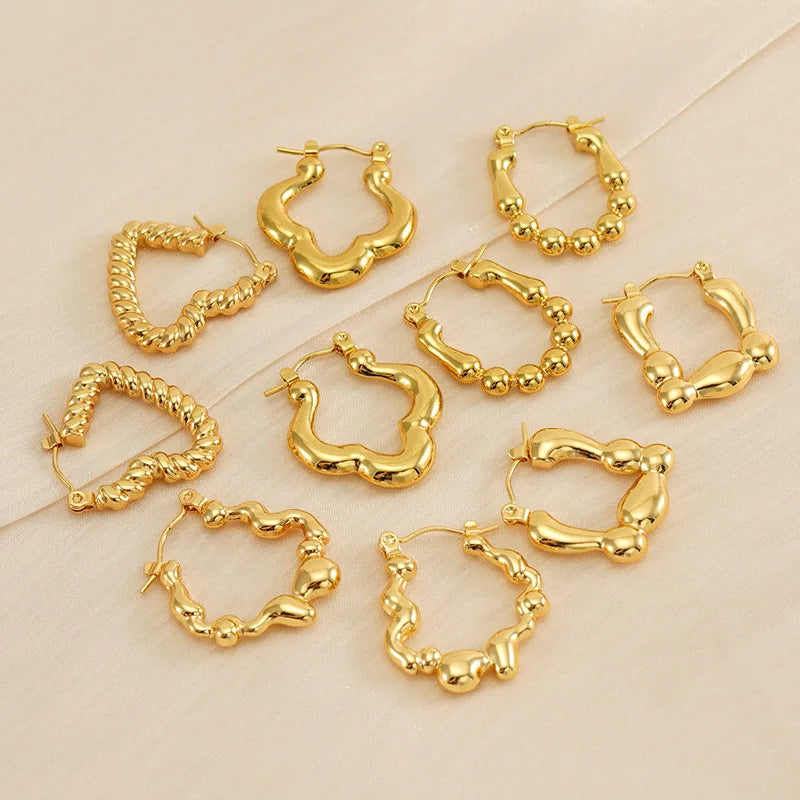 2024 New Simple love U-shaped Stainless Steel Plated 18k Gold Earrings