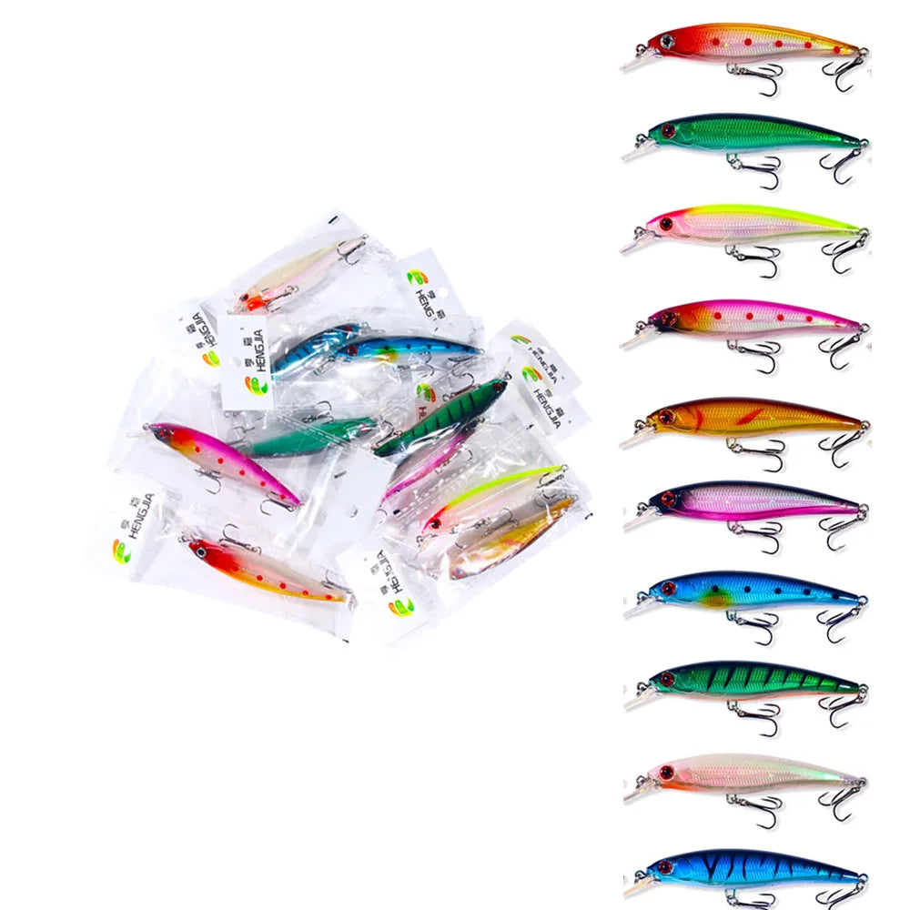 10pcs/set Wholesale 11CM-13.4G Hard Plastic Minnow Fishing Lure Jerk Bait Lures
