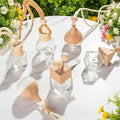 Wholesale Hot Selling 8 ml Clear Frosted Air Freshener Perfume Diffuser Luxury Car Hanging Bottle with Wooden Cap