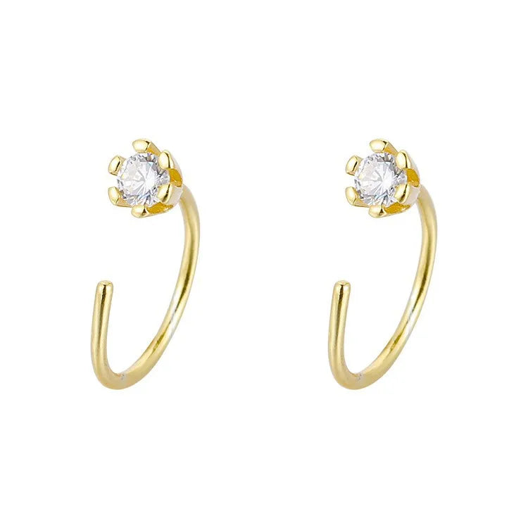 Brincos Com Zircao 2022 New Arrival Fashionable Earrings Women Gold Plated Alloy Zircon Earrings Without Hole