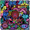 50Pcs New Neon Cartoon Graffiti Stickers for Car Motorcycle Decor Colorful DIY Stickers