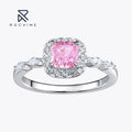 Rochime Sparkling halo Yellow pink Color Gemstone Rings 925 Sterling Silver Rhodium Plated  Trendy Jewelry for Women