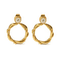 2023 Designer Earrings 18K Gold Light Luxury Titanium Steel Chunky Twisted CStud Earrings Cubic Zirconia for Women