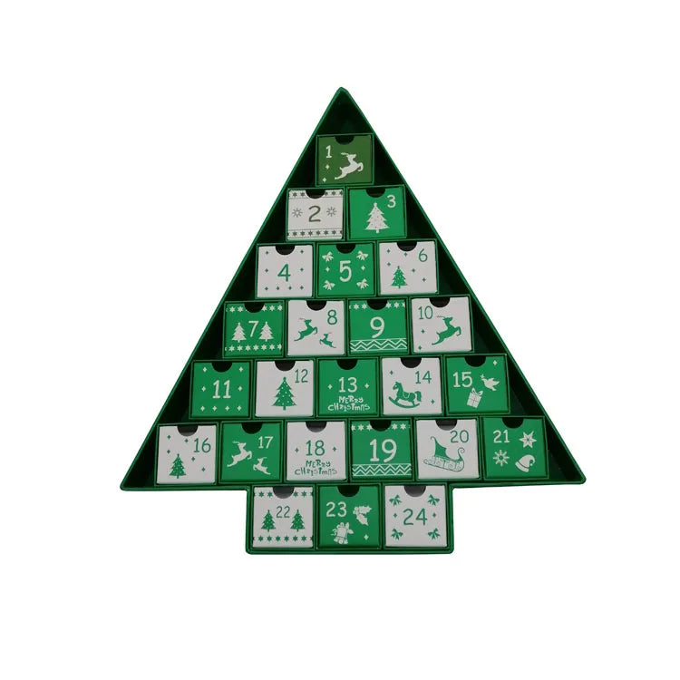 Hot Sale Custom Printed Hard Gift Box Recycled Materials Christmas Countdown Calendar Drawer Gift Box Packaging Embossing