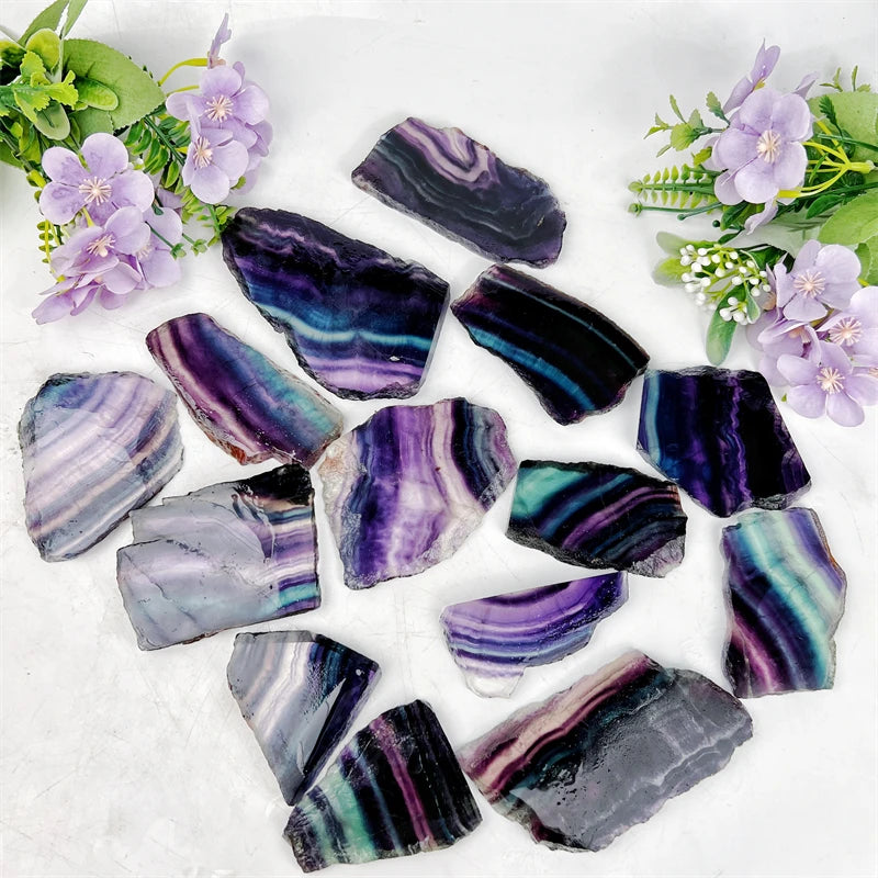 New Arrival Crystal Lucky Energy Natural Rainbow Fluorite Slice for Decoration