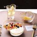 Customize Modern Heart Shape Gold Rim Eco-Friendly Glass Salad Mixing Fruit Kitchenware Microwave Safe Tableware Pink Salad Bowl