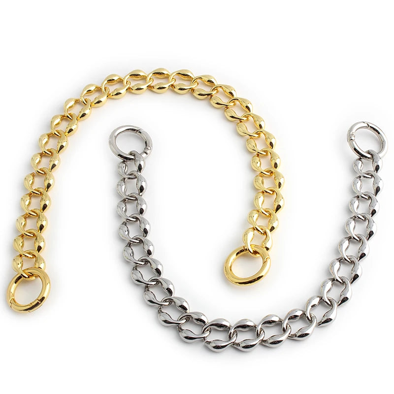 Wholesale 30cm 120cm Long Diy Custom Gold Silver Small Luxury Metal  Shoulder Chain Strap Handle Hook for Bags