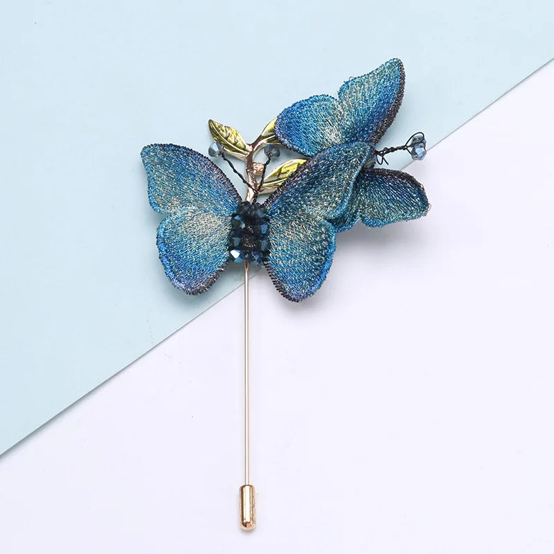 Fine Jewelry Safety Pin Fabric butterfly Brooches for Muslim Women Hijab Scarf Accessories