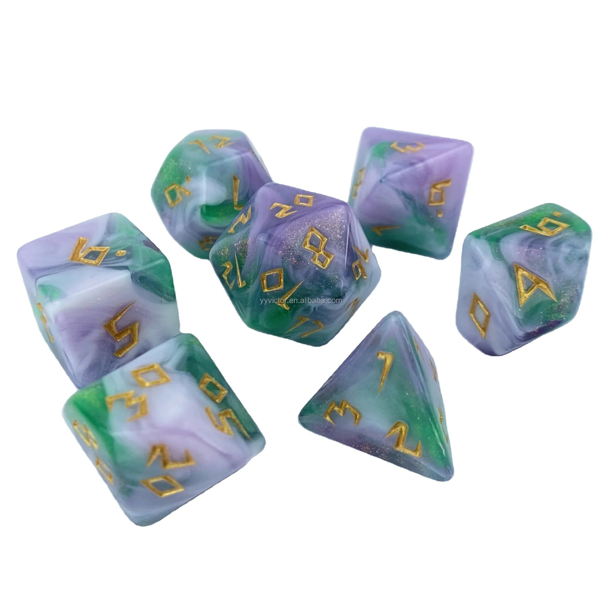 New Font Starry Multi Colors D&D TRPG Polyhedral Acrylic Dice Game