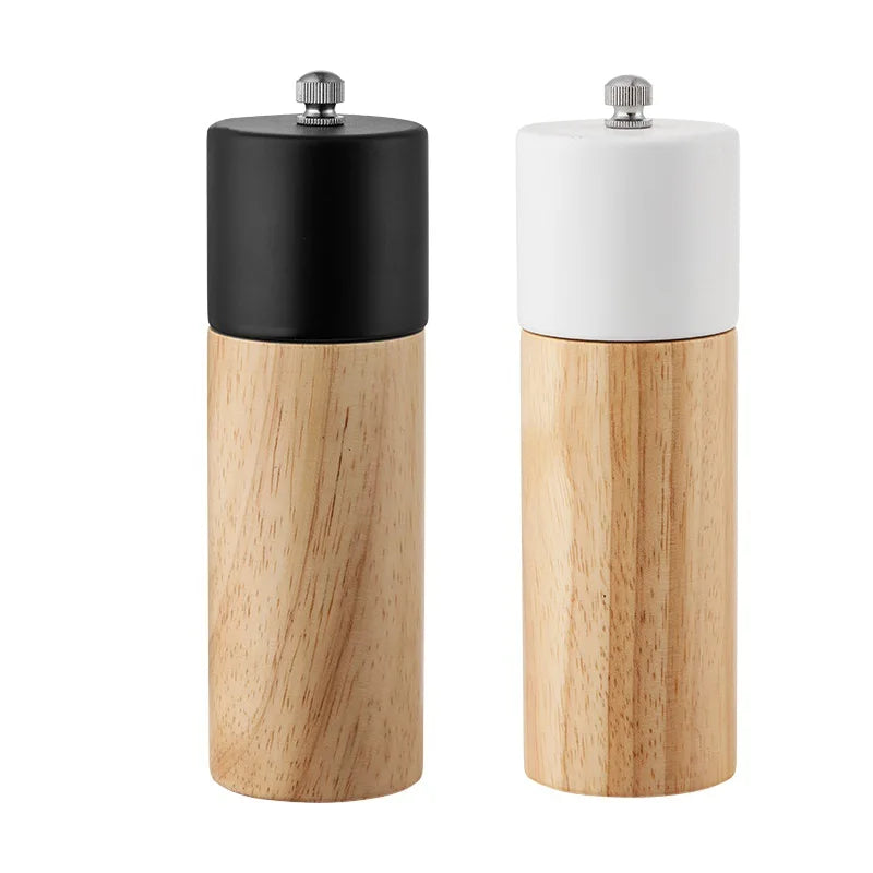Refillable Hand Manual Spice Spicies Wooden Peppermill Pepper and Salt Grinder Mill Wood Tableware Gift Set
