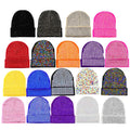 Allover Rhinestones Beanie for Fashion Women Custom Warm Colored Thick Knitted Glitter Winter Hat With Stones